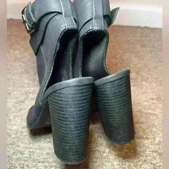 Charlotte Russe Boots Womens 6 M Luna Bootie Slingback Black Suede Casual Block - Picture 2 of 5